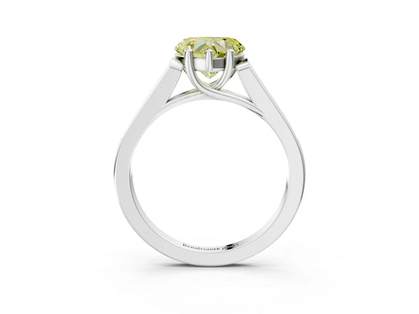 Platinum Heart-Shaped Cathedral Solitaire Engagement Ring Setting for Fancy Yellow Center