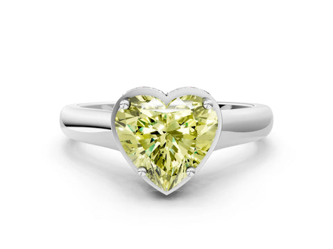 White gold Fancy Yellow Heart Cut Solitaire Diamond Engagement Ring with Four-Prong Setting and Tapered Band_12