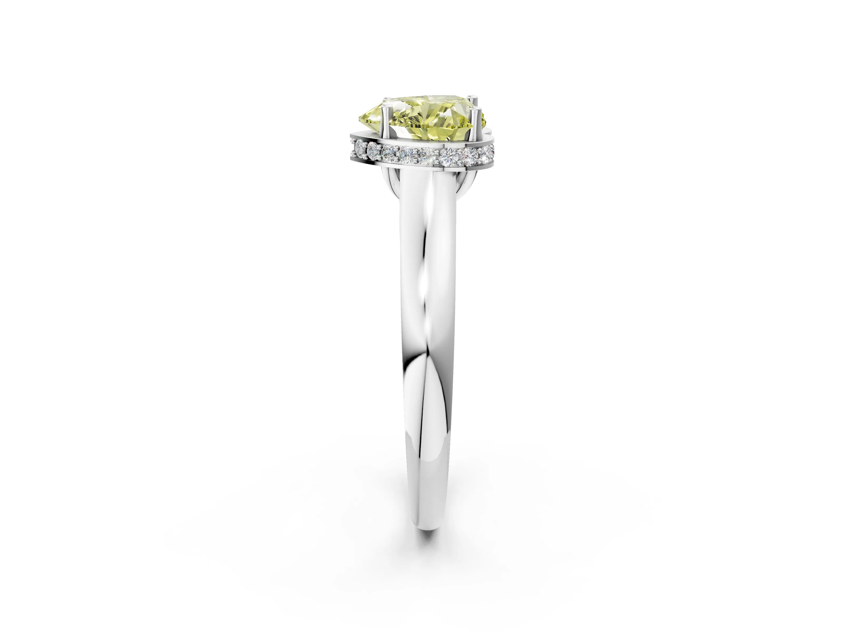 White gold Fancy Yellow Heart Cut Solitaire Diamond Engagement Ring with Four-Prong Setting and Tapered Band_14
