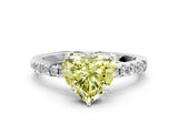 White gold Fancy Yellow Heart Cut Solitaire Diamond Engagement Ring with Pavé Band and Six-Prong Setting_12