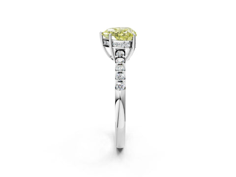 White gold Fancy Yellow Heart Cut Solitaire Diamond Engagement Ring with Pavé Band and Six-Prong Setting_14