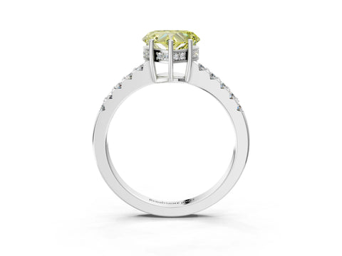 White gold Fancy Yellow Heart Cut Solitaire Diamond Engagement Ring with Pavé Band and Six-Prong Setting_15