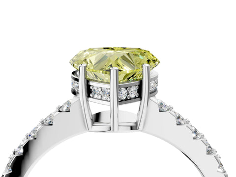 White gold Fancy Yellow Heart Cut Solitaire Diamond Engagement Ring with Pavé Band and Six-Prong Setting_16