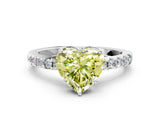 White gold Fancy Yellow Heart Cut Solitaire Diamond Engagement Ring with Pavé Band and Six-Prong Setting_24