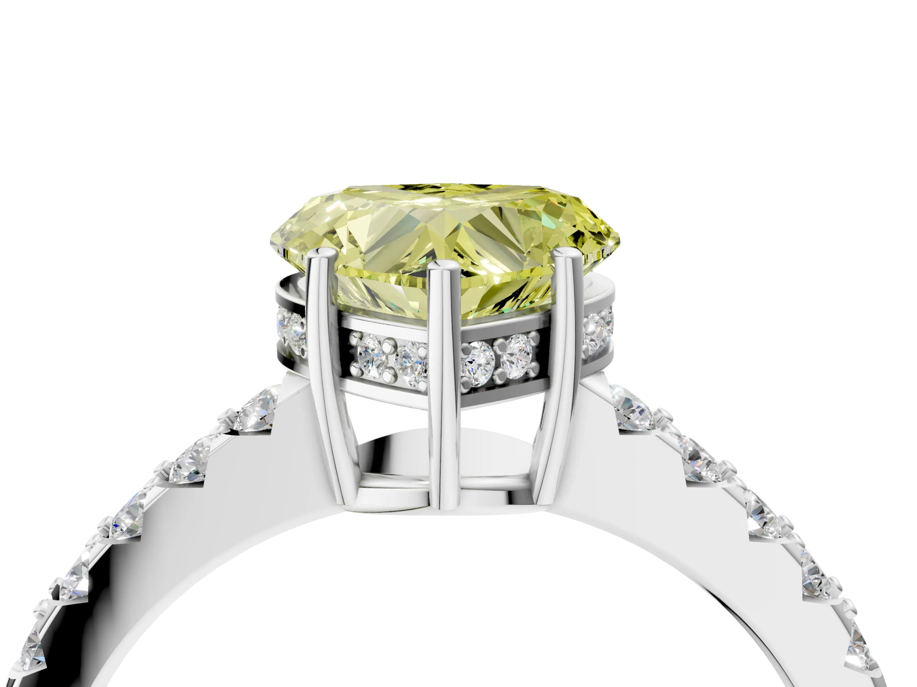 White gold Fancy Yellow Heart Cut Solitaire Diamond Engagement Ring with Pavé Band and Six-Prong Setting_28