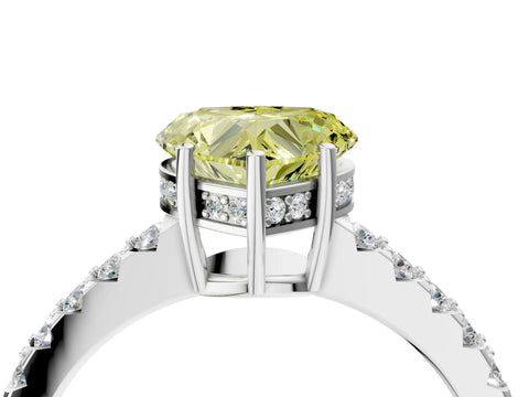 White gold Fancy Yellow Heart Cut Solitaire Diamond Engagement Ring with Pavé Band and Six-Prong Setting_28