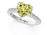 White gold Fancy Yellow Heart  Cut Solitaire Diamond Engagement Ring with Pave Band and Four-Prong Setting_153