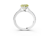 White gold Fancy Yellow Heart  Cut Solitaire Diamond Engagement Ring with Pave Band and Four-Prong Setting_155