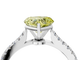 White gold Fancy Yellow Heart  Cut Solitaire Diamond Engagement Ring with Pave Band and Four-Prong Setting_157