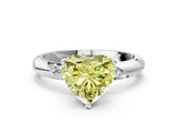 White gold Fancy Yellow Heart Cut Solitaire Diamond Engagement Ring with Twisted Pave Band and Four-Prong Setting_19