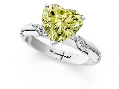 White gold Fancy Yellow Heart Cut Solitaire Diamond Engagement Ring with Twisted Pave Band and Four-Prong Setting_20