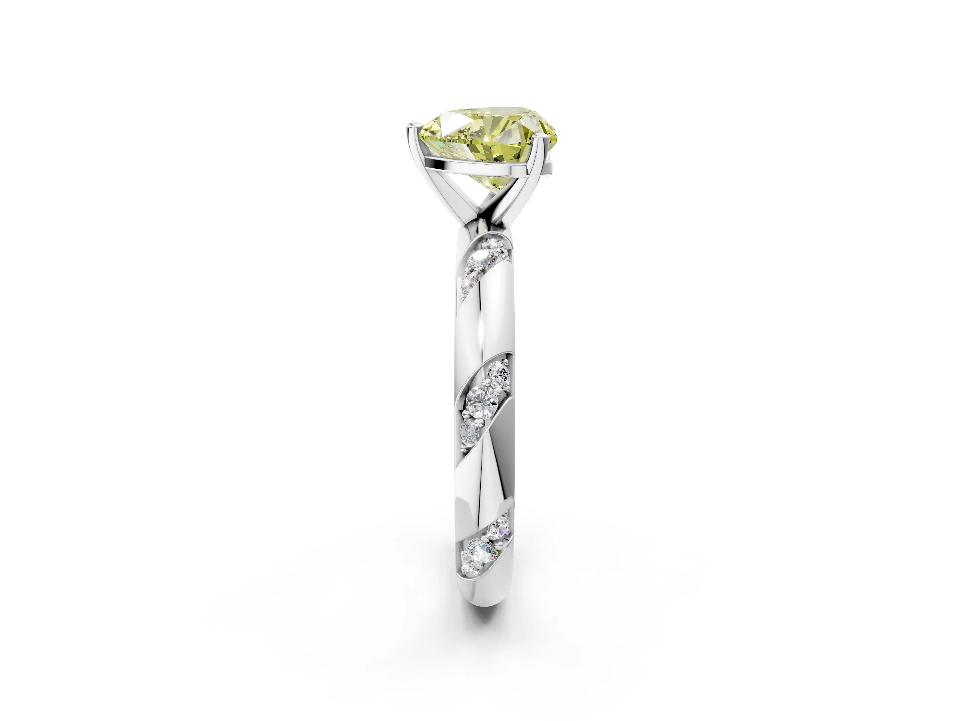 White gold Fancy Yellow Heart Cut Solitaire Diamond Engagement Ring with Twisted Pave Band and Four-Prong Setting_21