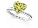 White gold Fancy Yellow Heart Cut Solitaire Diamond Ring with Prong Setting and Plain Band_13