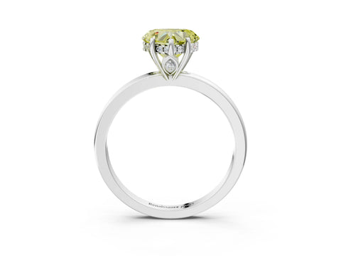 White gold Fancy Yellow Heart Cut Solitaire Diamond Ring with Prong Setting and Plain Band_15