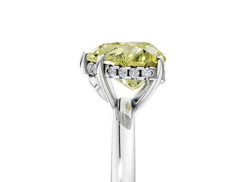 White gold Fancy Yellow Heart Cut Solitaire Diamond Ring with Prong Setting and Plain Band_17