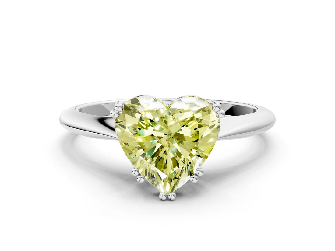 White gold Fancy Yellow Heart Cut Solitaire Diamond Ring with Six-Prong Setting and Classic Band_26