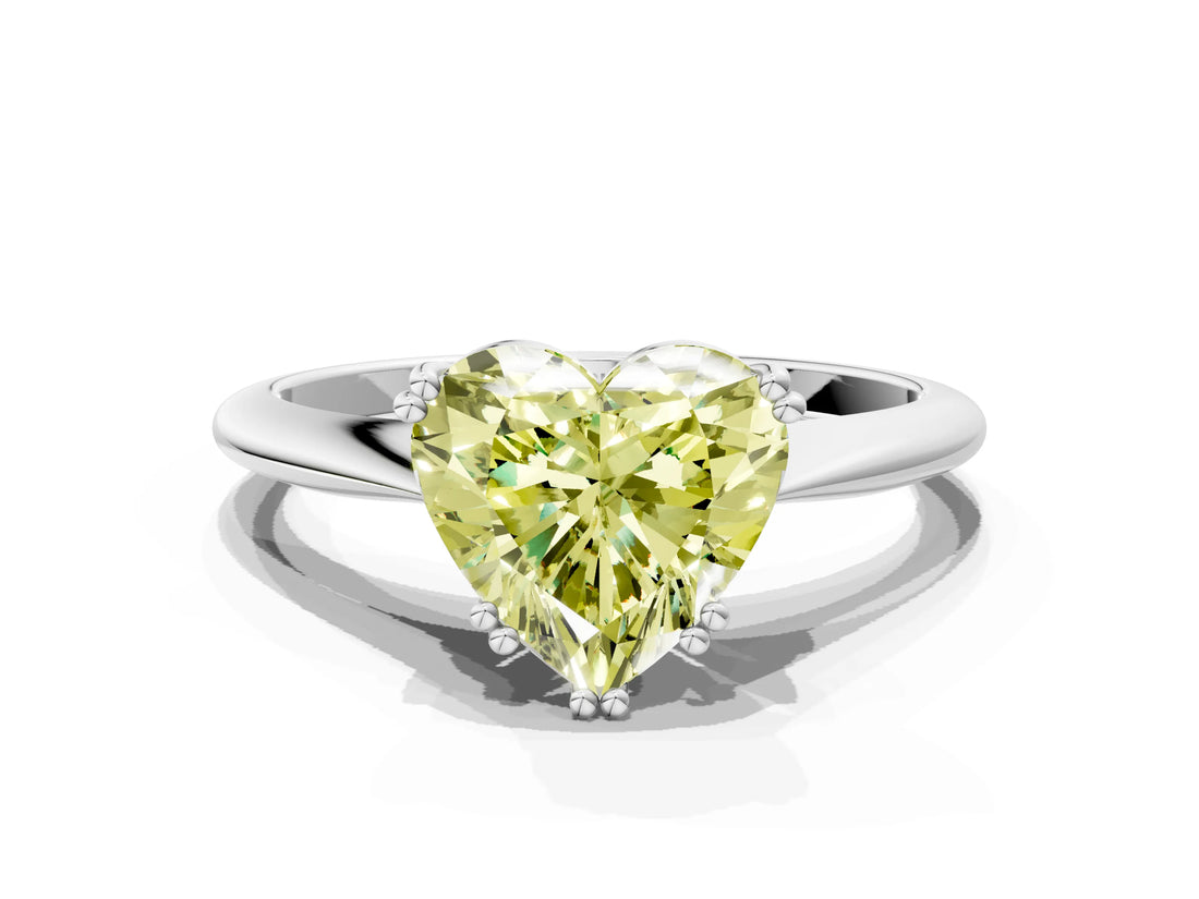 White gold Fancy Yellow Heart Cut Solitaire Diamond Ring with Six-Prong Setting and Classic Band_48