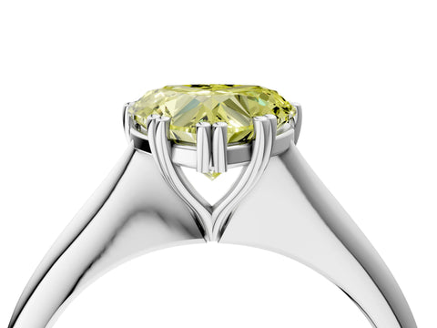 White gold Fancy Yellow Heart Cut Solitaire Diamond Ring with Six-Prong Setting and Classic Band_4