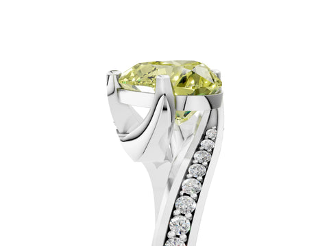 White gold Fancy Yellow Heart Cut Solitaire Diamond Twist Band with Pavé Setting and Four-Prong Setting_17