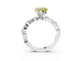 White gold Fancy Yellow Heart  Cut Solitaire Diamond Twisted Band with Pave Setting_44