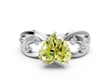 White gold Fancy Yellow Heart  Cut Solitaire Diamond with Side Stones on Criss-Cross Band and Four-Prong Setting_3