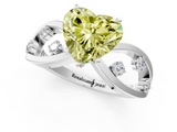 White gold Fancy Yellow Heart  Cut Solitaire Diamond with Side Stones on Criss-Cross Band and Four-Prong Setting_4