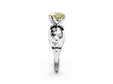 White gold Fancy Yellow Heart  Cut Solitaire Diamond with Side Stones on Criss-Cross Band and Four-Prong Setting_5