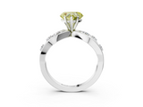 White gold Fancy Yellow Heart  Cut Solitaire Diamond with Side Stones on Criss-Cross Band and Four-Prong Setting_6