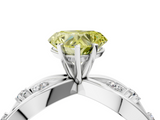White gold Fancy Yellow Heart  Cut Solitaire Diamond with Side Stones on Criss-Cross Band and Four-Prong Setting_7
