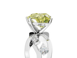 White gold Fancy Yellow Heart  Cut Solitaire Diamond with Side Stones on Criss-Cross Band and Four-Prong Setting_8