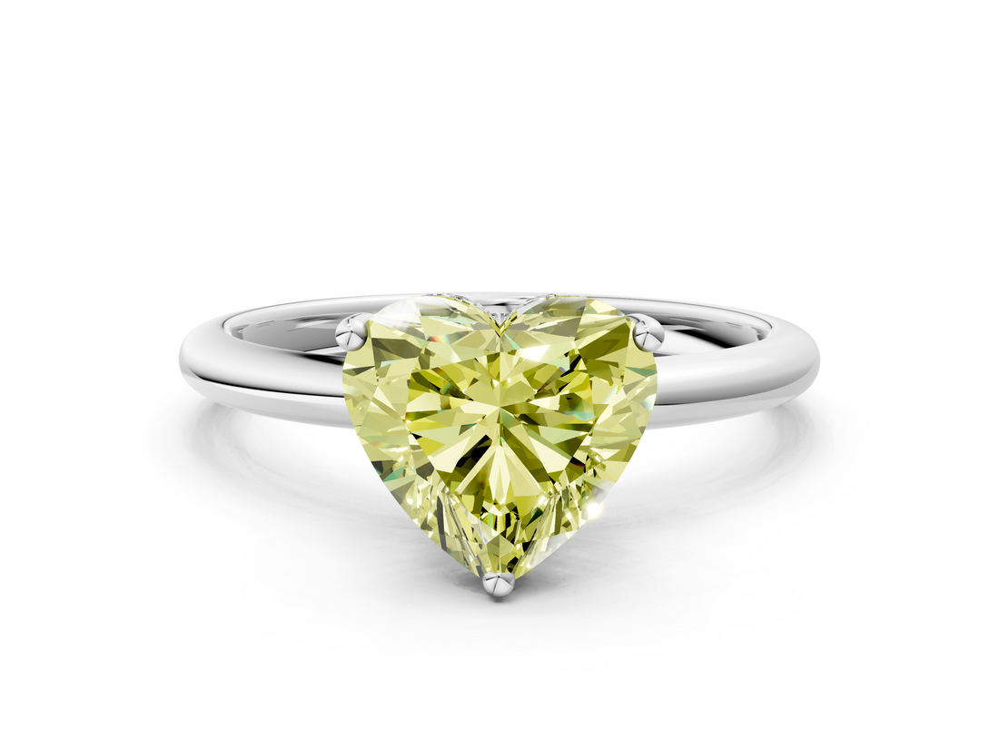 White gold Fancy Yellow Heart  Cut Solitaire Engagement Ring with Four-Prong Setting and Classic Band_20
