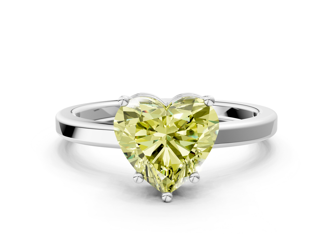 White gold Fancy Yellow Heart  Cut Solitaire Engagement Ring with Four-Prong Setting on a Classic Band_20