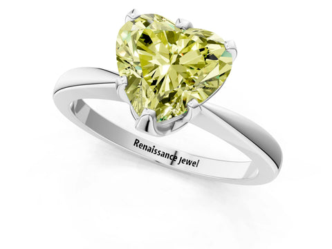 White gold Fancy Yellow Heart Cut Solitaire Engagement Ring with Six-Prong Setting and Tapered Band_1