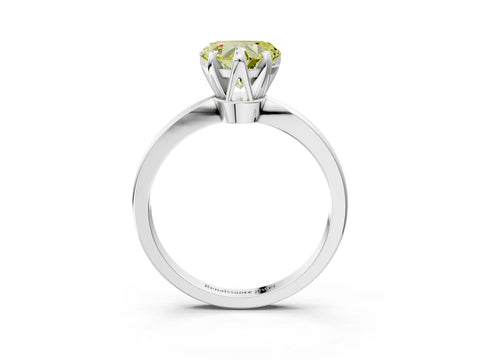 White gold Fancy Yellow Heart Cut Solitaire Engagement Ring with Six-Prong Setting and Tapered Band_3