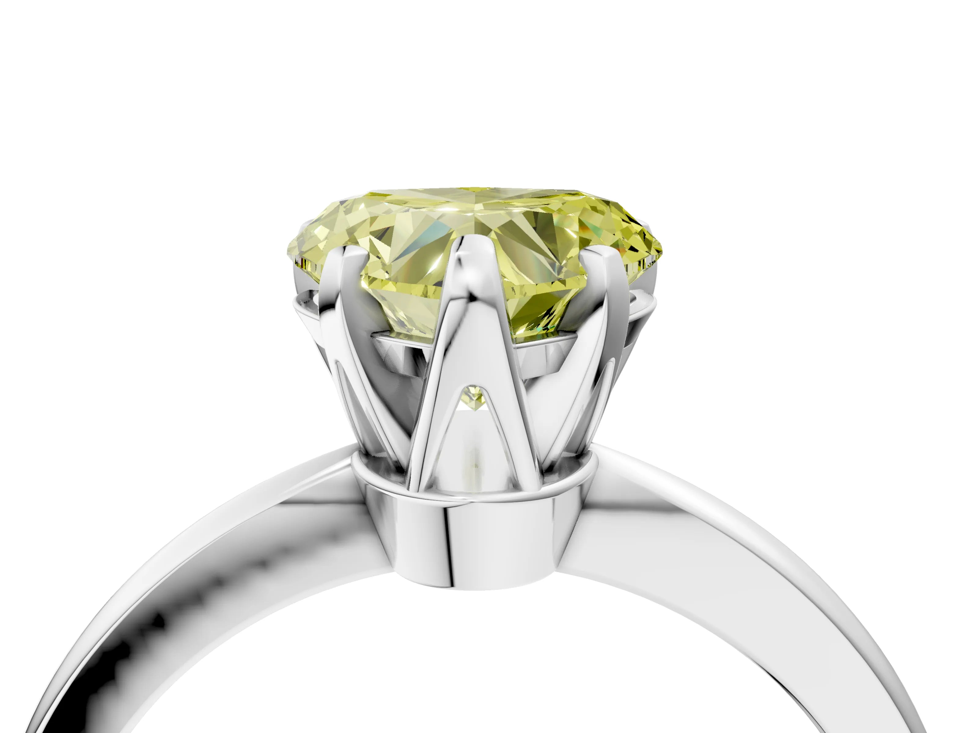 White gold Fancy Yellow Heart Cut Solitaire Engagement Ring with Six-Prong Setting and Tapered Band_4