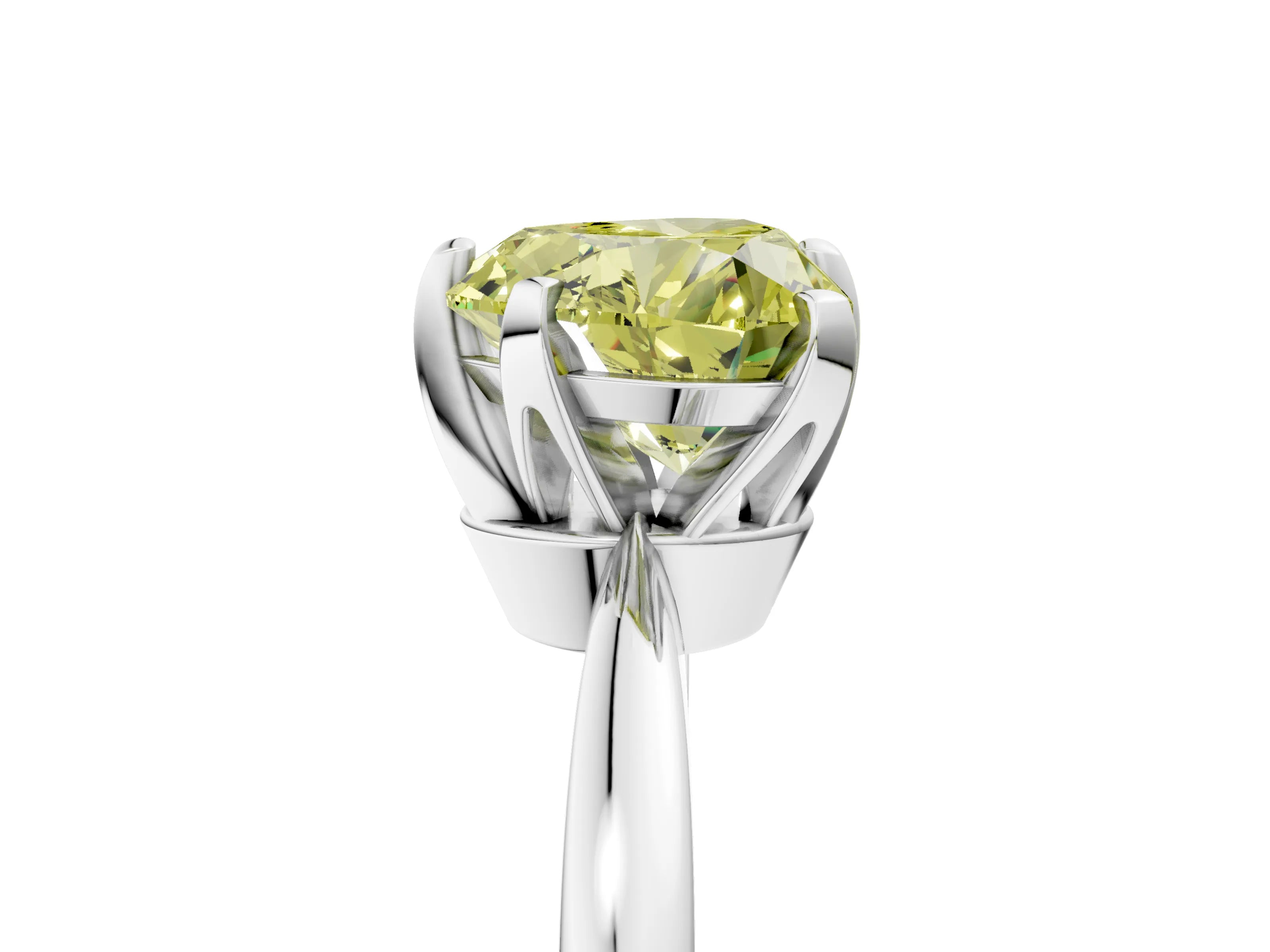 White gold Fancy Yellow Heart Cut Solitaire Engagement Ring with Six-Prong Setting and Tapered Band_5