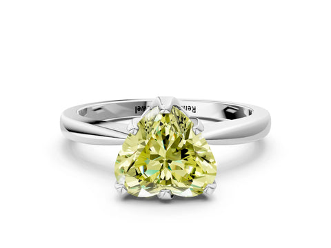 White gold Fancy Yellow Heart Cut Solitaire Engagement Ring with Six-Prong Setting and Tapered Band