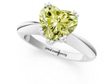 White gold Fancy Yellow Heart  Cut Solitaire Engagement Ring with Tapered Band and Four-Prong Setting 2