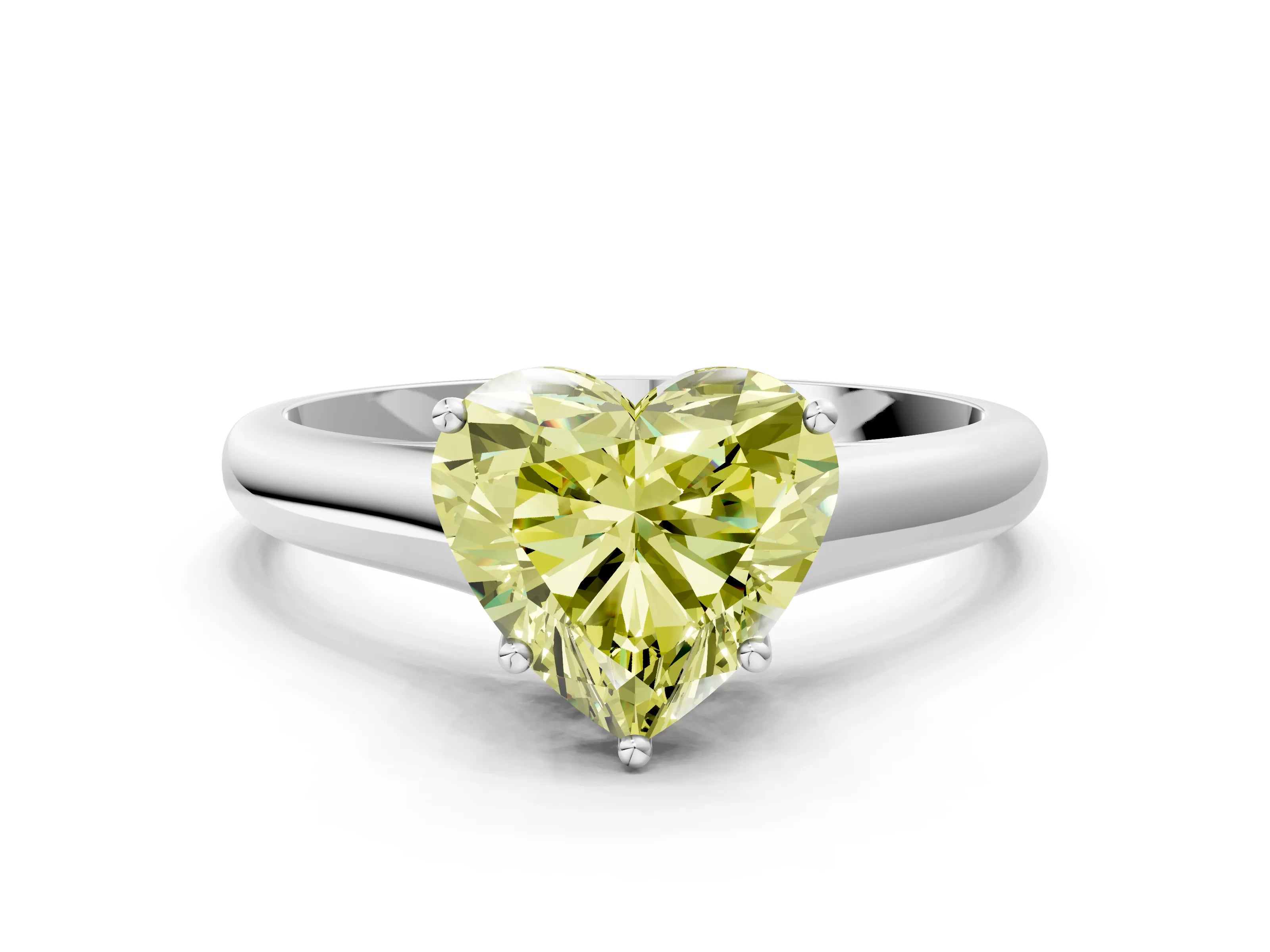 White gold Fancy Yellow Heart Cut Solitaire Engagement Ring with Tapered Band and Four-Prong Setting_15
