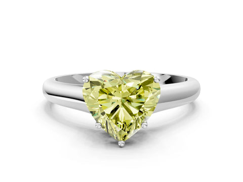 White gold Fancy Yellow Heart Cut Solitaire Engagement Ring with Tapered Band and Four-Prong Setting_15