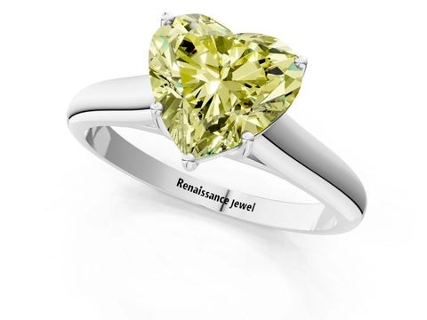 White gold Fancy Yellow Heart Cut Solitaire Engagement Ring with Tapered Band and Four-Prong Setting_16