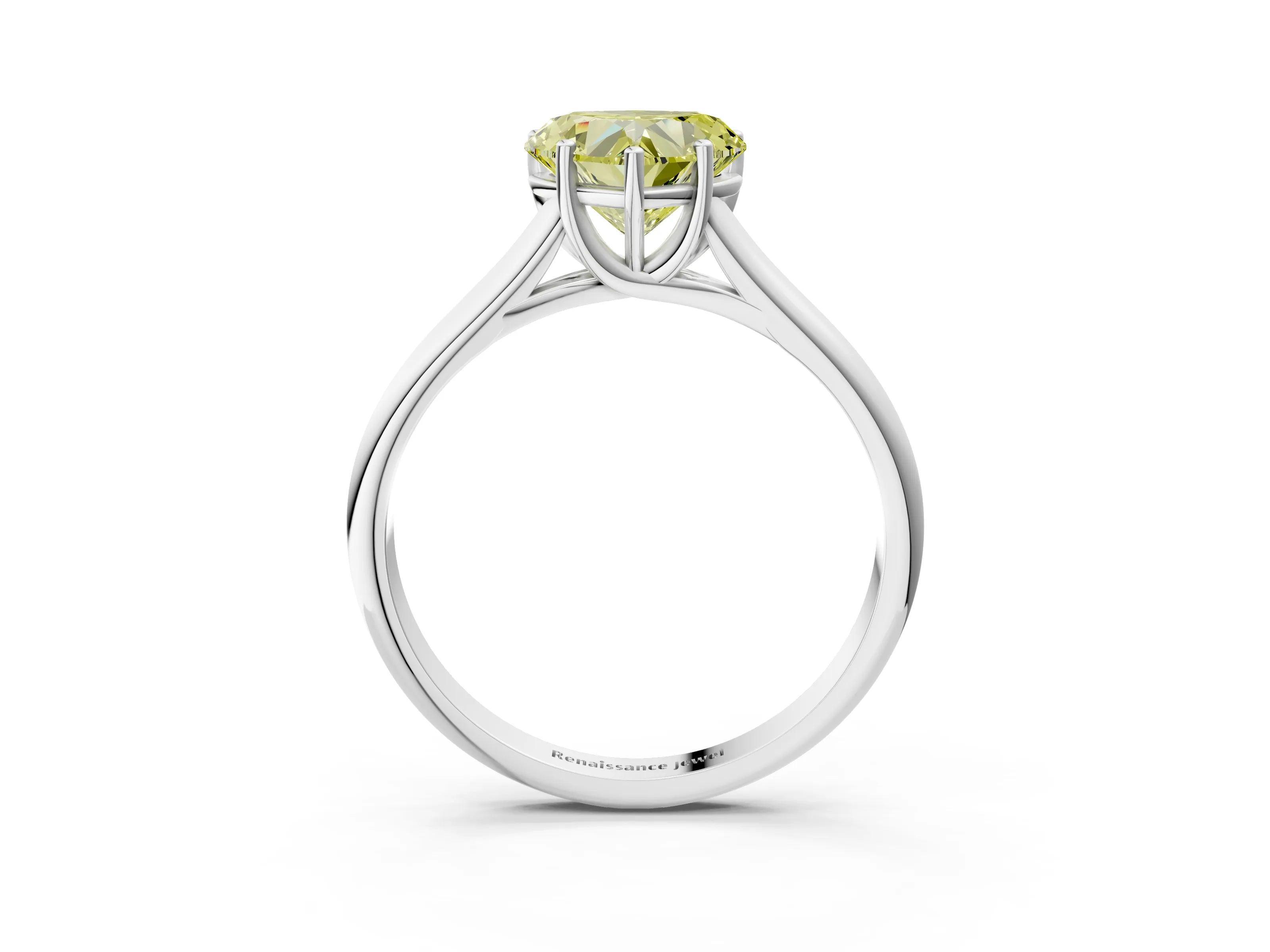 White gold Fancy Yellow Heart Cut Solitaire Engagement Ring with Tapered Band and Four-Prong Setting_18