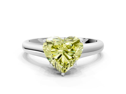 White gold Fancy Yellow Heart Cut Solitaire Engagement Ring with Tapered Band and Four-Prong Setting_3