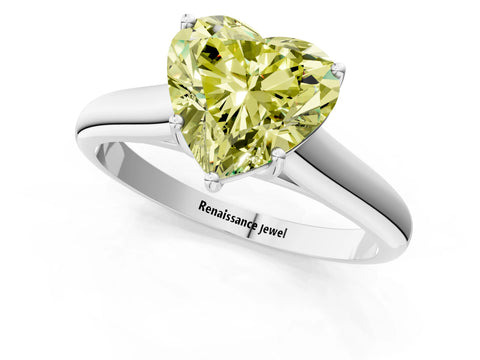 White gold Fancy Yellow Heart Cut Solitaire Engagement Ring with Tapered Band and Four-Prong Setting_4
