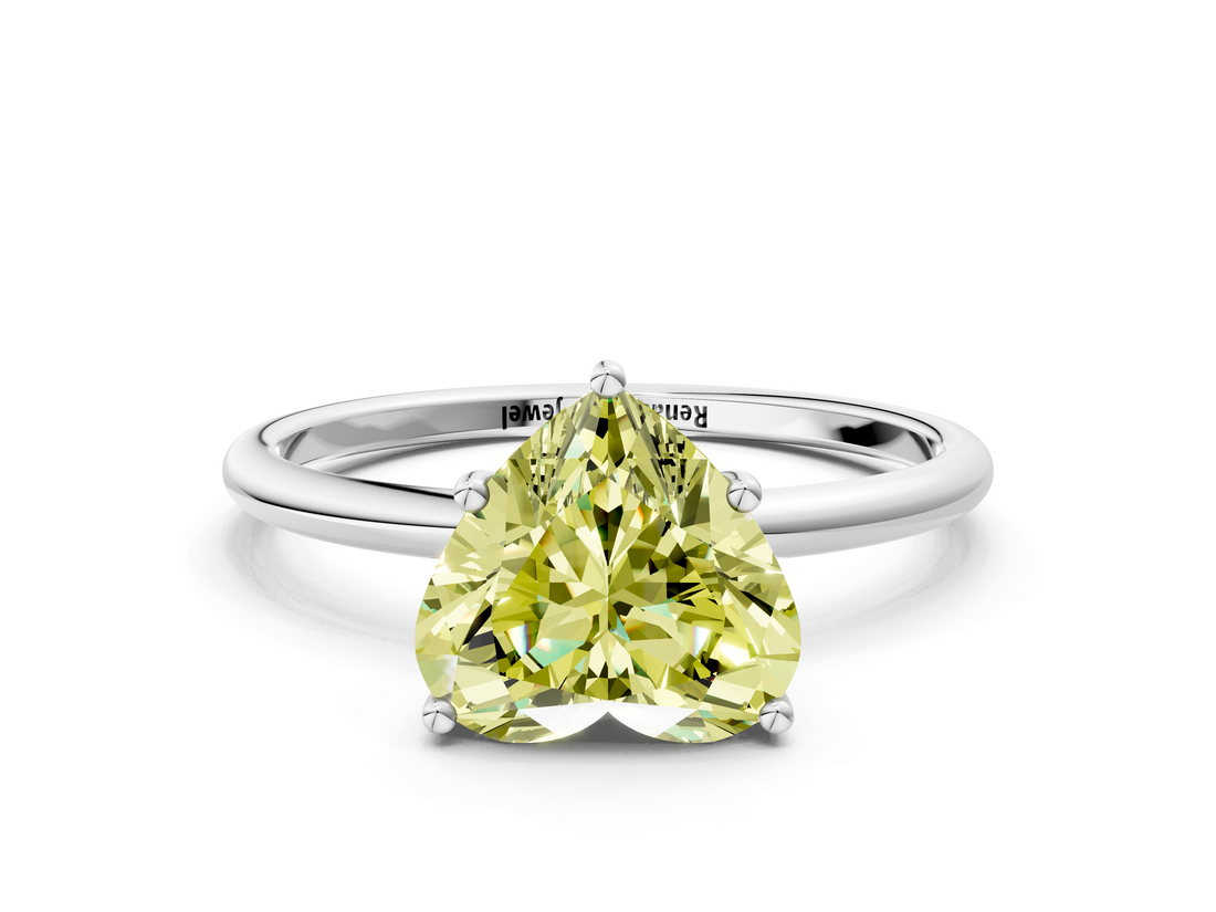 White gold Fancy Yellow Heart  Cut Solitaire Engagement Ring with Thin Band and Four-Prong Setting_3