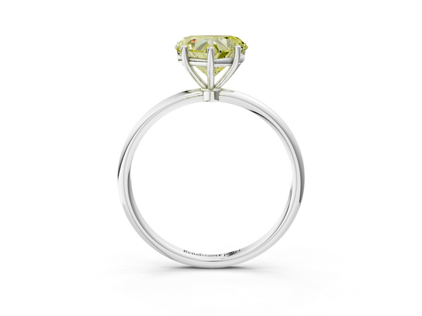White gold Fancy Yellow Heart  Cut Solitaire Engagement Ring with Thin Band and Four-Prong Setting