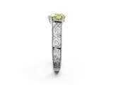 White gold Fancy Yellow Heart  Cut Solitaire Engraved Band with Four-Prong Setting_77