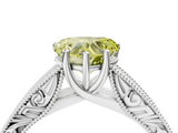 White gold Fancy Yellow Heart  Cut Solitaire Engraved Band with Four-Prong Setting_77