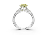 White gold Fancy Yellow Heart  Cut Solitaire Engraved Band with Four-Prong Setting_81