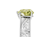 White gold Fancy Yellow Heart  Cut Solitaire Engraved Band with Four-Prong Setting_83
